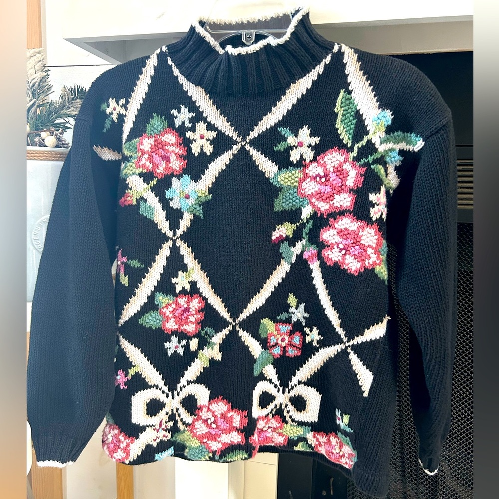 VTG 80’s Beldoch Popper Floral Knit Mockneck